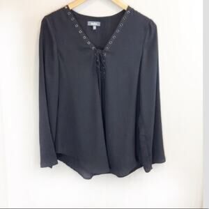 Neiman Marcus Charcoal Gray Dressy Blouse